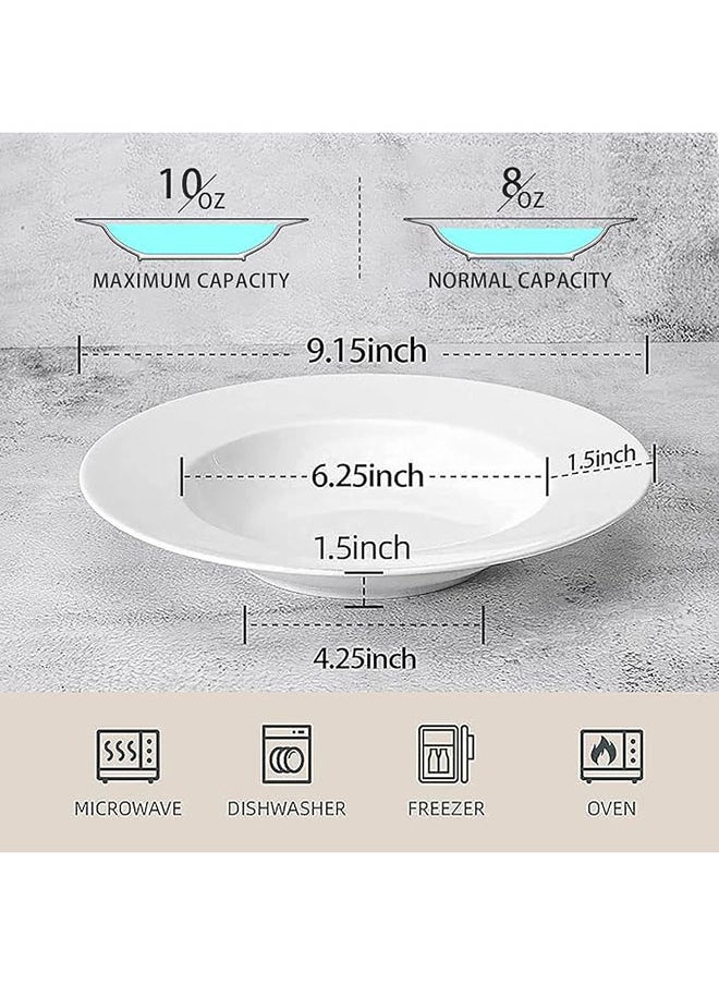 Generic Elegant White Pasta Bowls Set Of 4  12 Oz Soup Bowls Set  Wide Rim Salad Bowl  Premium Porcelain Pasta Plate Bowl Set  Shallow Soup Plates For Eating  Microwave Dishwasher Oven Safe Bowls  - Image 3