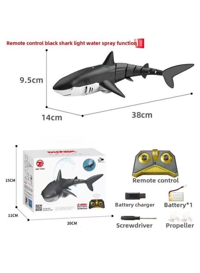Real Remote Control Shark Electric Water Can Spray Water Swing Water Remote Control Children Swimming Outdoor Boy Toys-Color:Remote Control Black Shark Can Spray Water With Adjustable Speed-Specifications:Official Standard Configuration - About 30 Minutes Of Battery Life  - Image 1