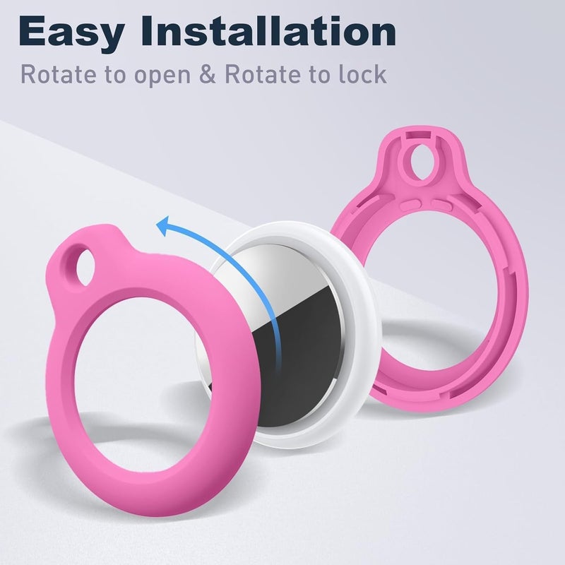 حافظة MOLOSLEEVE لحامل Airtag مع سلسلة مفاتيح، غطاء GPS مقاوم للصدمات ومضاد للخدش لـ Air Tags، إكسسوارات Airtag لحالات تتبع GPS للحقائب والأمتعة، أحمر وردي - Image 2