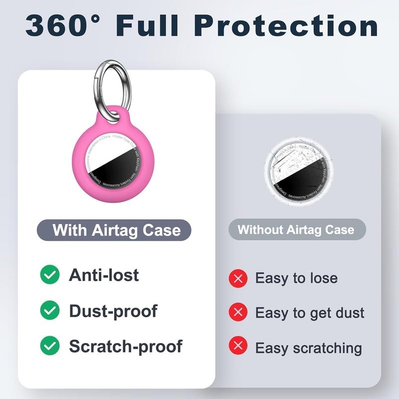 حافظة MOLOSLEEVE لحامل Airtag مع سلسلة مفاتيح، غطاء GPS مقاوم للصدمات ومضاد للخدش لـ Air Tags، إكسسوارات Airtag لحالات تتبع GPS للحقائب والأمتعة، أحمر وردي - Image 4