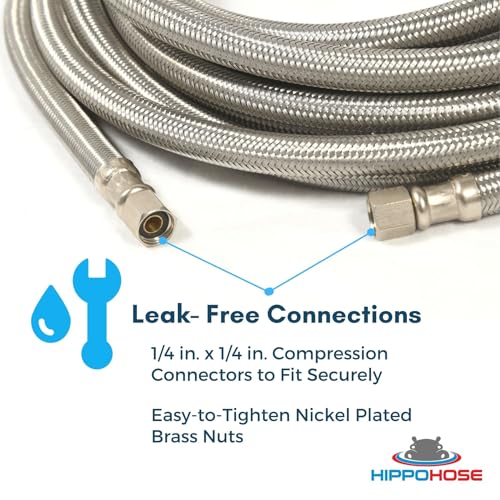 Hippohose LONG Refrigerator Hose (30 FT) - Universal Fit to ALL Refrigerator Brands - Icemaker Water Supply Line - ¼” x ¼” Connections - Refrigerator Supply Hose for Ice & Water - Image 3