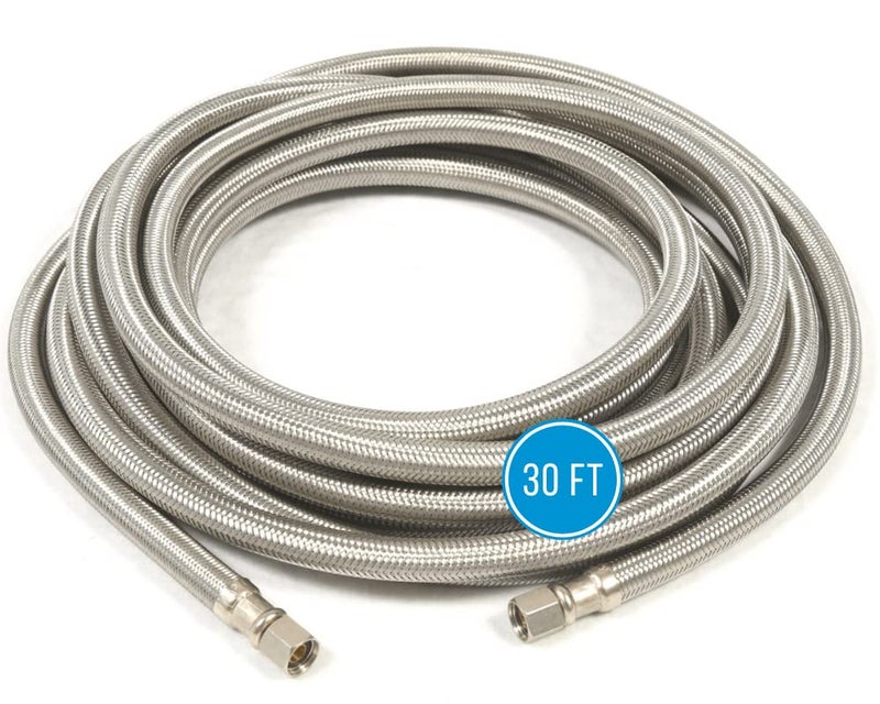 Hippohose LONG Refrigerator Hose (30 FT) - Universal Fit to ALL Refrigerator Brands - Icemaker Water Supply Line - ¼” x ¼” Connections - Refrigerator Supply Hose for Ice & Water - Image 1
