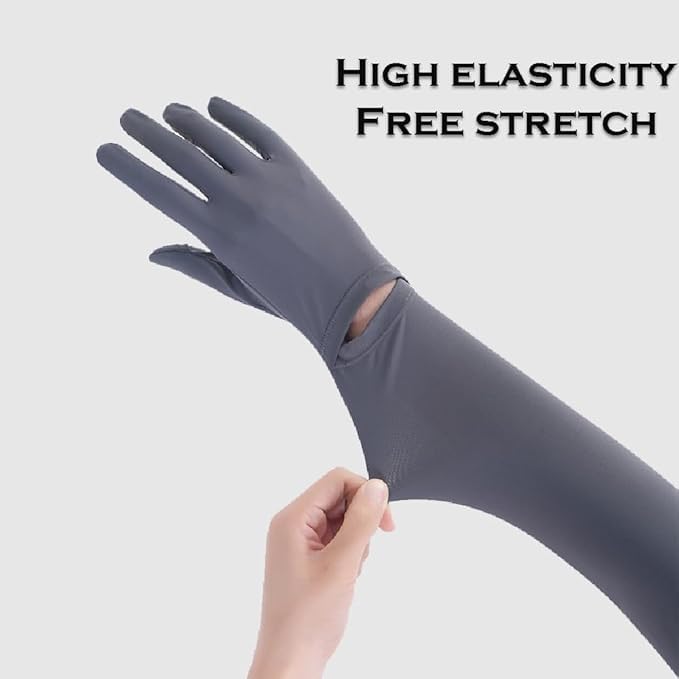 SEMITO UV Protection Sleeves for Women & Girls, Sunblock Driving Gloves Non Slip for UV Protection Cooling Arm Sleeves for Biking, Cricket, Cycling, Golf & Outdoor Sports - Image 2
