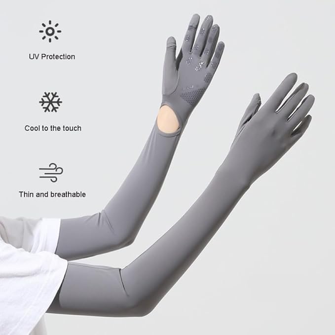 SEMITO UV Protection Sleeves for Women & Girls, Sunblock Driving Gloves Non Slip for UV Protection Cooling Arm Sleeves for Biking, Cricket, Cycling, Golf & Outdoor Sports - Image 4