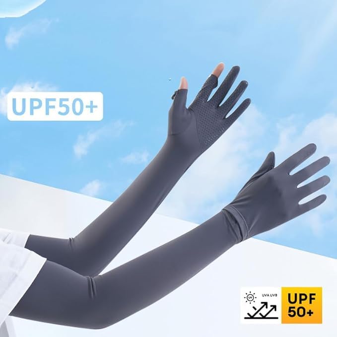 SEMITO UV Protection Sleeves for Women & Girls, Sunblock Driving Gloves Non Slip for UV Protection Cooling Arm Sleeves for Biking, Cricket, Cycling, Golf & Outdoor Sports - Image 3
