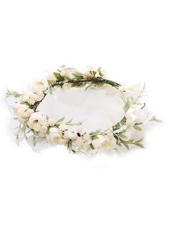 Women Flower Crown Headband Rose Floral Crown Wreath Wedding Bridal Hair Garland Ajustable Flower