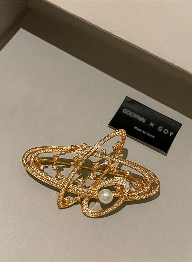 تايك تو Gold Planetary Brooch with Pearl Accent