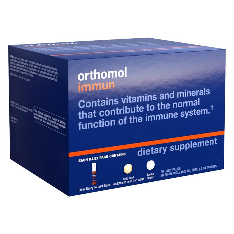 Orthomol أورثومول إيمون فيال، مكمل دعم المناعة، كبسولة لمدة 30 يومًا، فيتامينات A، B، C، D، E، زنك، يود - Image 5