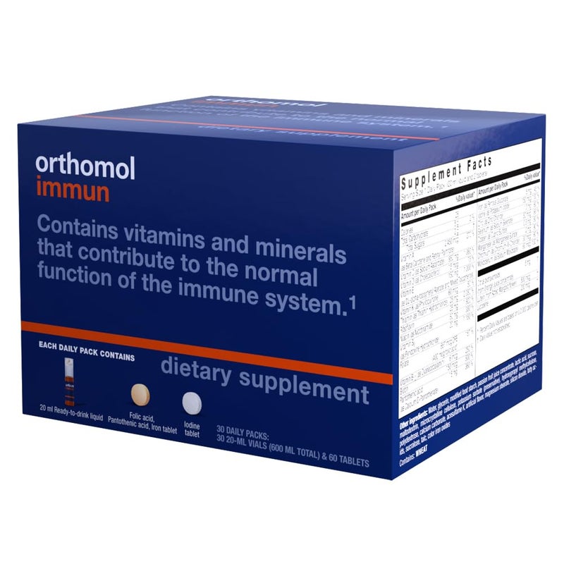 Orthomol أورثومول إيمون فيال، مكمل دعم المناعة، كبسولة لمدة 30 يومًا، فيتامينات A، B، C، D، E، زنك، يود - Image 4