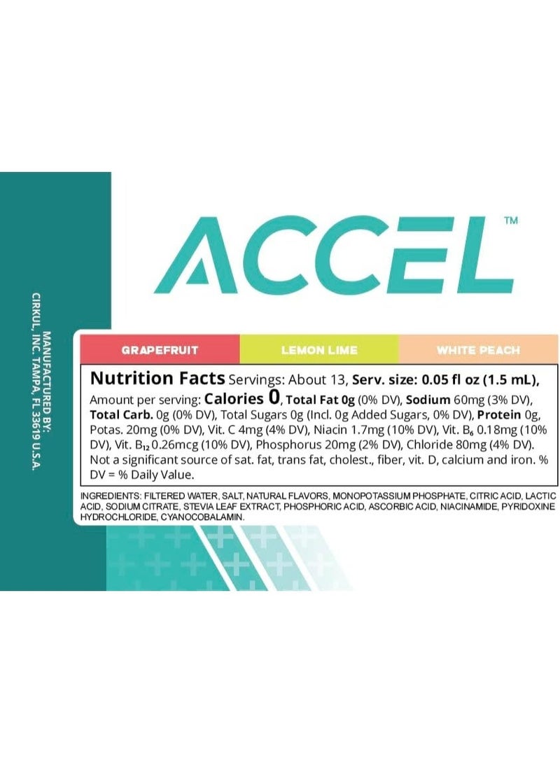Cirkul Accel Electrolytes Flavor Water Variety Pack, Makes 36 Drinks, No Sugar, Zero Calorie Drink Mix, (2 Grapefruit, 2 Lemon Lime, 2 White Peach) - Image 2