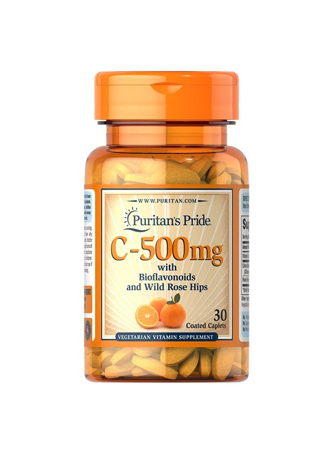 Puritan's Pride Puritan's Pride Vitamin C 500 mg – 30 Caplets for Immune Support & Antioxidant Protection 