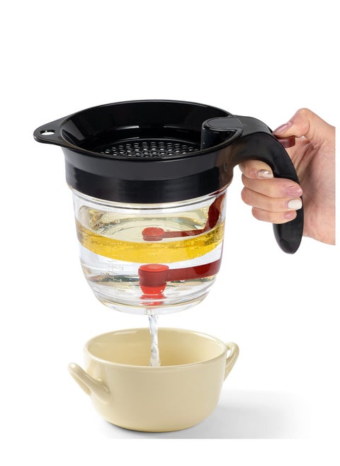 Fat Separator With Bottom Release, 4 Cup Gravy Separator for Cooking with Oil Strainer, Kitchen Gadgets Grease Separator, Oil Separator - Fat Separator with Strainer, Gravy and Fat Seperator