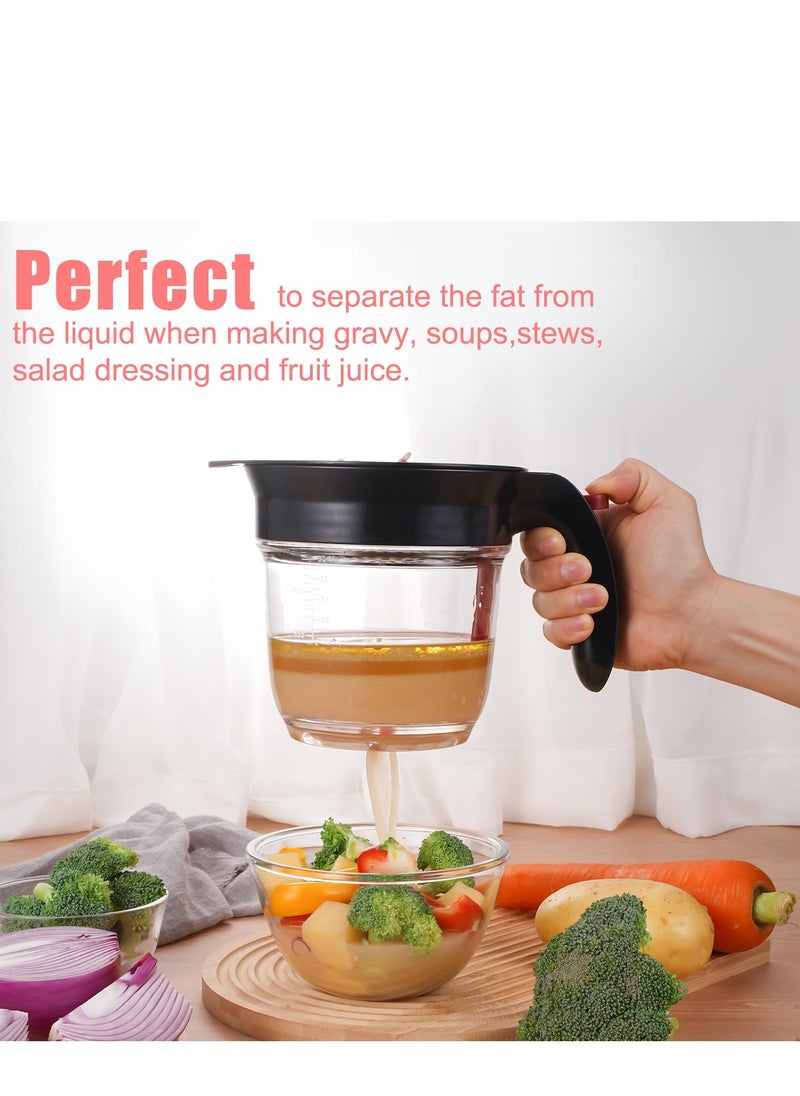 SYOSI - Fat Separator With Bottom Release, 4 Cup Gravy Separator for Cooking with Oil Strainer, Kitchen Gadgets Grease Separator, Oil Separator - Fat Separator with Strainer, Gravy and Fat Seperator - Image 1