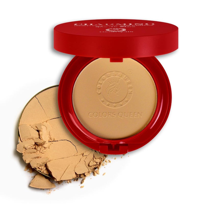 COLORS QUEEN Colors Queen 2in1 Charming Compact Powder  03 Honey 18g  Oil Control Lightweight  LongLasting Pressed Powder  Matte Compact Powder for Face Makeup with Mirror and Puff - Image 1