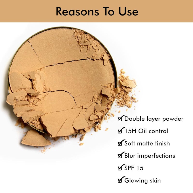 COLORS QUEEN Colors Queen 2in1 Charming Compact Powder  03 Honey 18g  Oil Control Lightweight  LongLasting Pressed Powder  Matte Compact Powder for Face Makeup with Mirror and Puff - Image 2