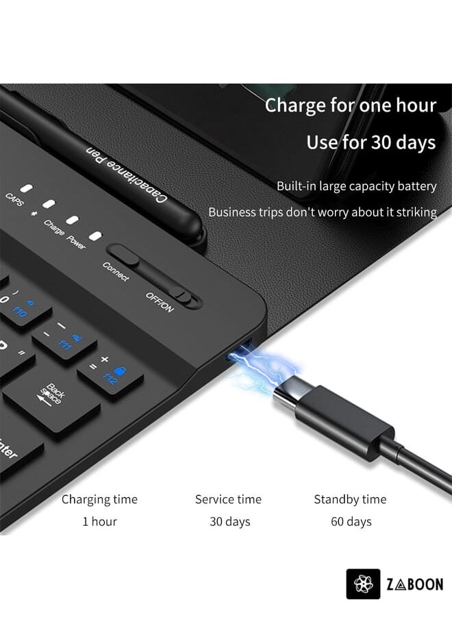For Samsung Galaxy Z Fold5 GKK Gear Adjustment Bluetooth Keyboard + Pen + Mouse + Case Set(Carbon Fibre)