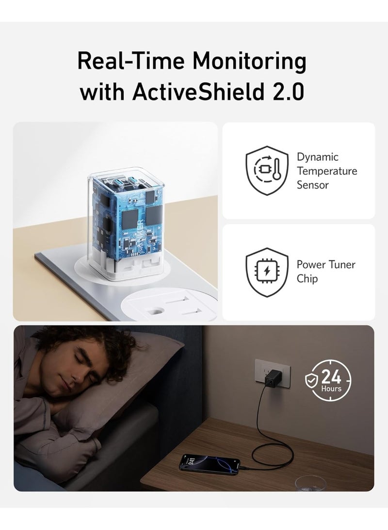 شاحن أنكر نانو 47 واط USB-C، شاحن صغير الحجم قابل للطي بمنفذين بتقنية GaN لأجهزة iPhone 17 / 16 و Galaxy و Pixel، متوافق مع MagSafe (أسود) - Image 4