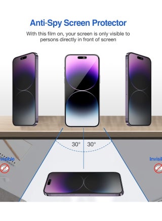 Privacy Screen Protector for iPhone 14 Pro Max [Anti-Spy] 9H Tempered Glass, Case Friendly Film, Bubble-Free HD Screen Guard - view 2