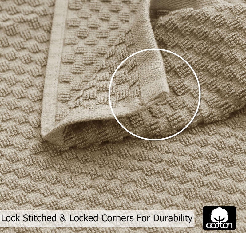 COTTON CRAFT Amazing Kitchen Towel - Set of 8 Terry Towels - 100% Cotton Euro CafWaffle Weave Dish Towel Set - Soft Absorbent Quick Dry Low Lint Reusable Pantry Bar Cleaning Cloth - 16x28 - Beige - Image 3