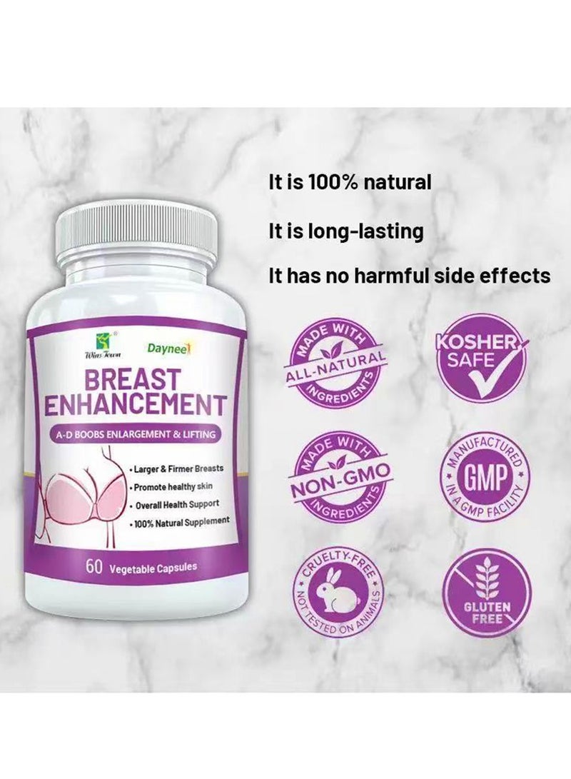 Wins Town Enhancer Supplement for Fast Growth and Bigger Bust  Enlargement Formula to Increase Firmness Perkier and Fuller 60 Capsules  - Image 3