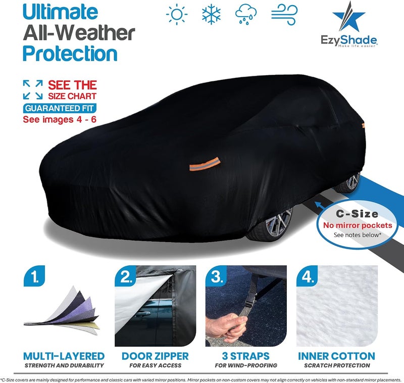 EzyShade 10-Layer SUV Car Cover Waterproof All Weather - Outdoor Full Exterior Cover for Automobiles, Heavy Duty Tarp for Jeep, Rav4, CRV - Size S2 (See Chart for Accurate Fit) | Multi-Layer Outdoor Full Exterior Covers for Automobiles. Heavy Duty Tarp Jeep Rav4 Equinox Trax CRV - See Vehicle Size Chart - Image 1