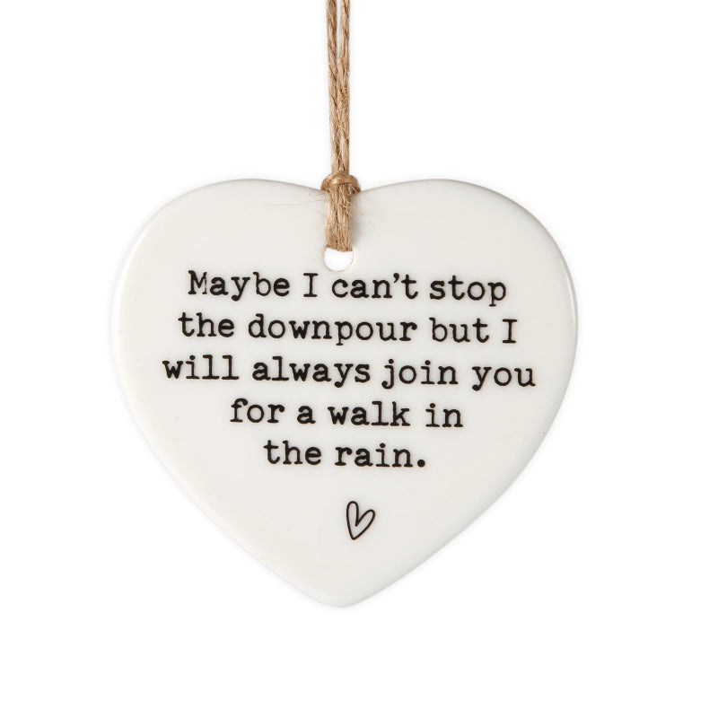 Maybe I Cant Stop the Downpour Plaque Ceramic Heart Souvenir Hanging Friendship Plaque Crafts Friendship Gift BestieSister Tough Time Gift Hang Sign Ornament for Wall Door Decor