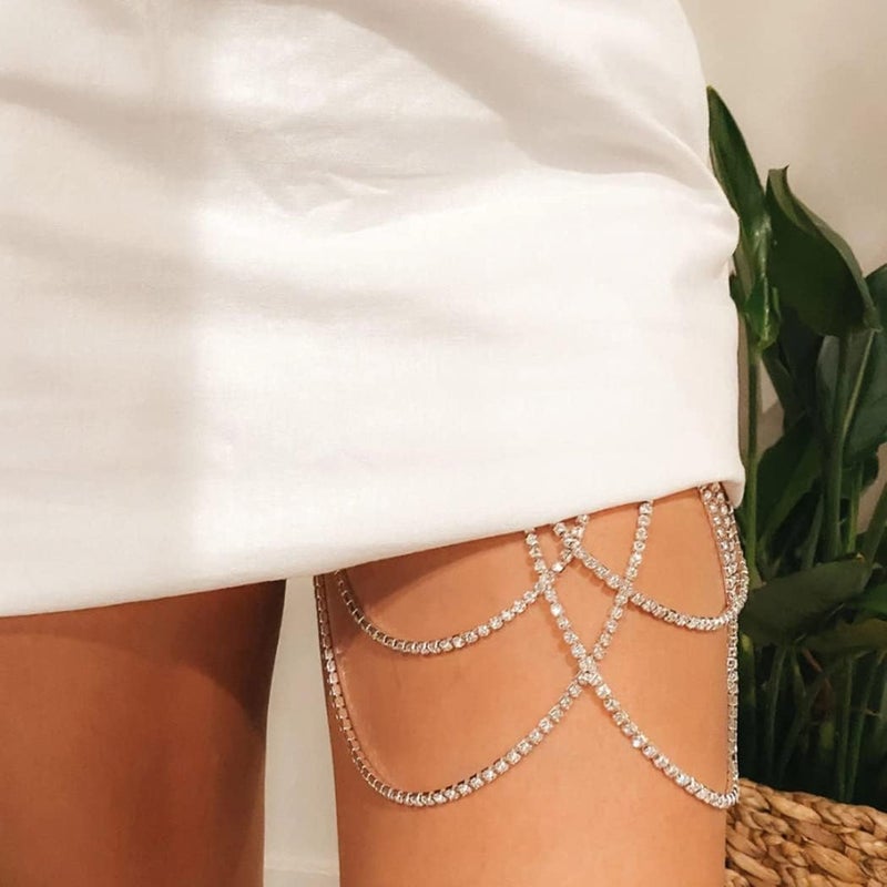 REETAN Leg Jewelry Thigh Rhinstone Body Chain for Women - Image 5