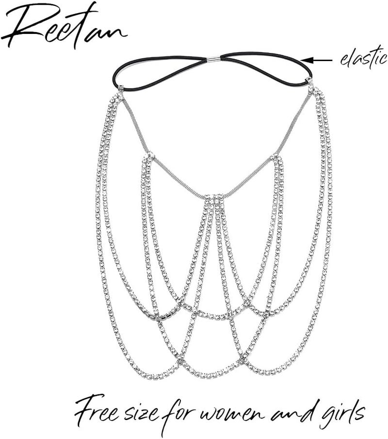 REETAN Leg Jewelry Thigh Rhinstone Body Chain for Women - Image 2