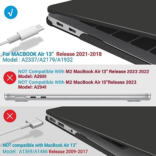 IBENZER Compatible with New MacBook Air 13 inch Case 2022 2021 2020 M1 A2337 A2179 A1932, Plastic Hard Shell Case with Keyboard Cover for Mac Retina Display with Touch ID, Black, MMA-T13BK+1A - Image 4