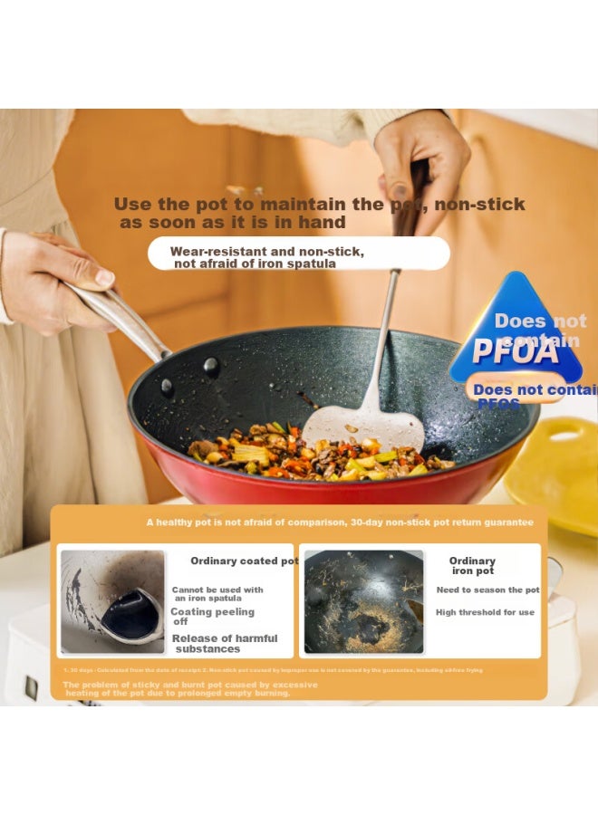 SHUEHO Shuke Cast Iron Wok, Non-stick Pan, Flat Bottom Frying Pan With Double Handles, For Home Use, Suitable For Induction And Gas Stoves, No Seasoning Required - Image 3