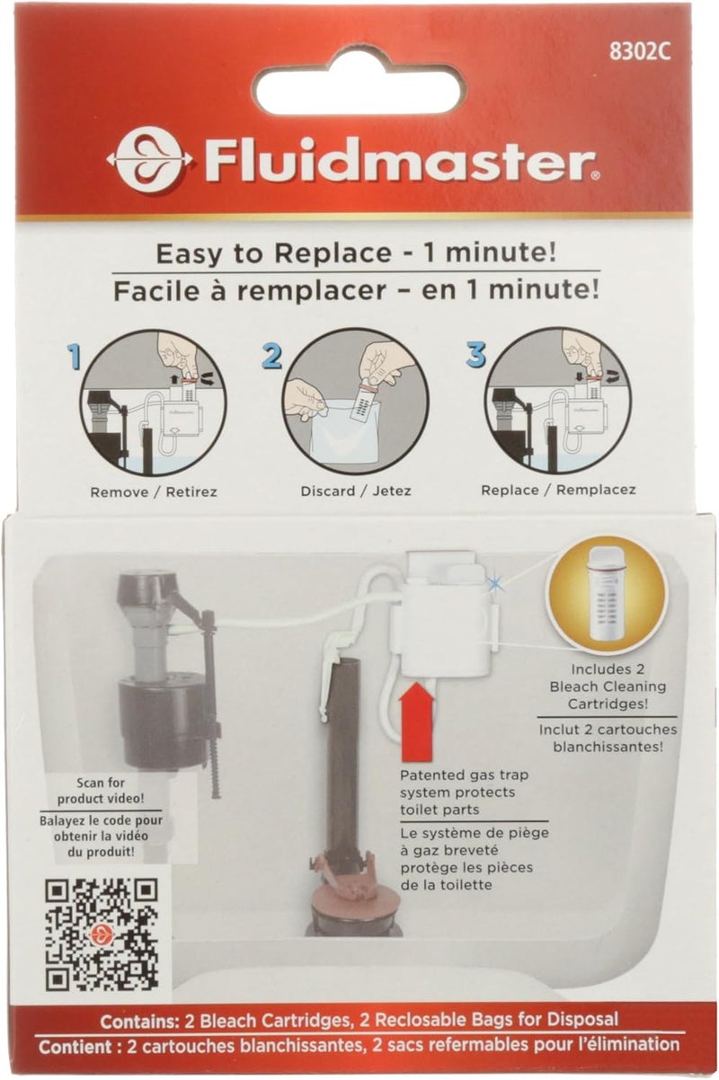 Fluidmaster 8302P8 Flush 'n Sparkle Automatic Toilet Bowl Cleaning System Bleach Replacement Cartridge Refills, 2-Pack - Image 5