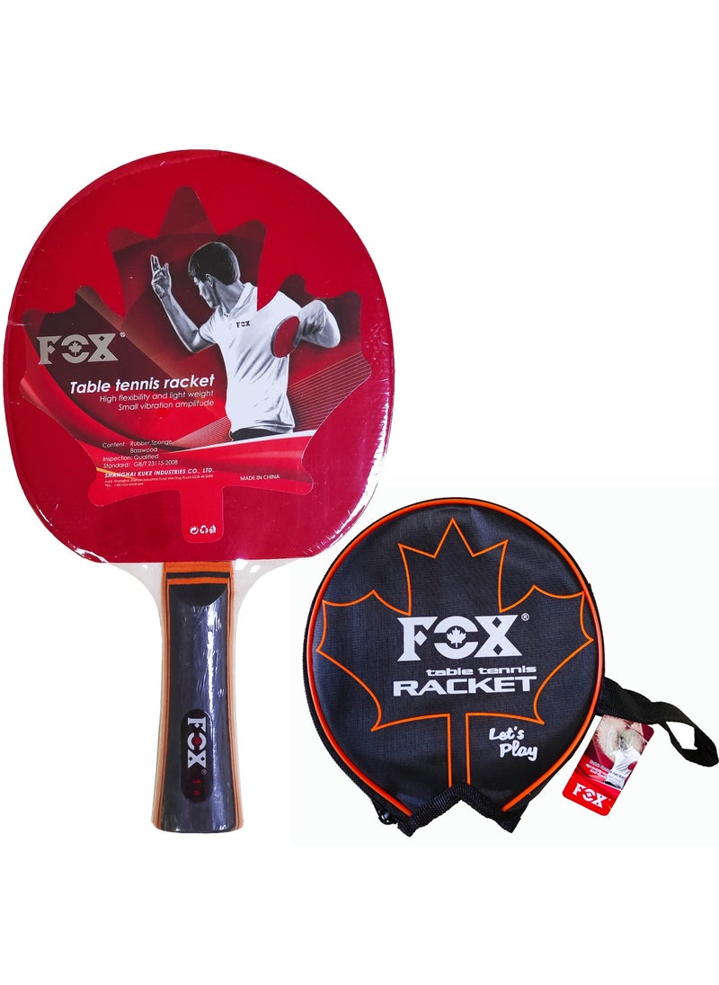 Fox - Table Tennis Racket Long Handle With Case 1-Star, Black/Orange Hand - Image 1