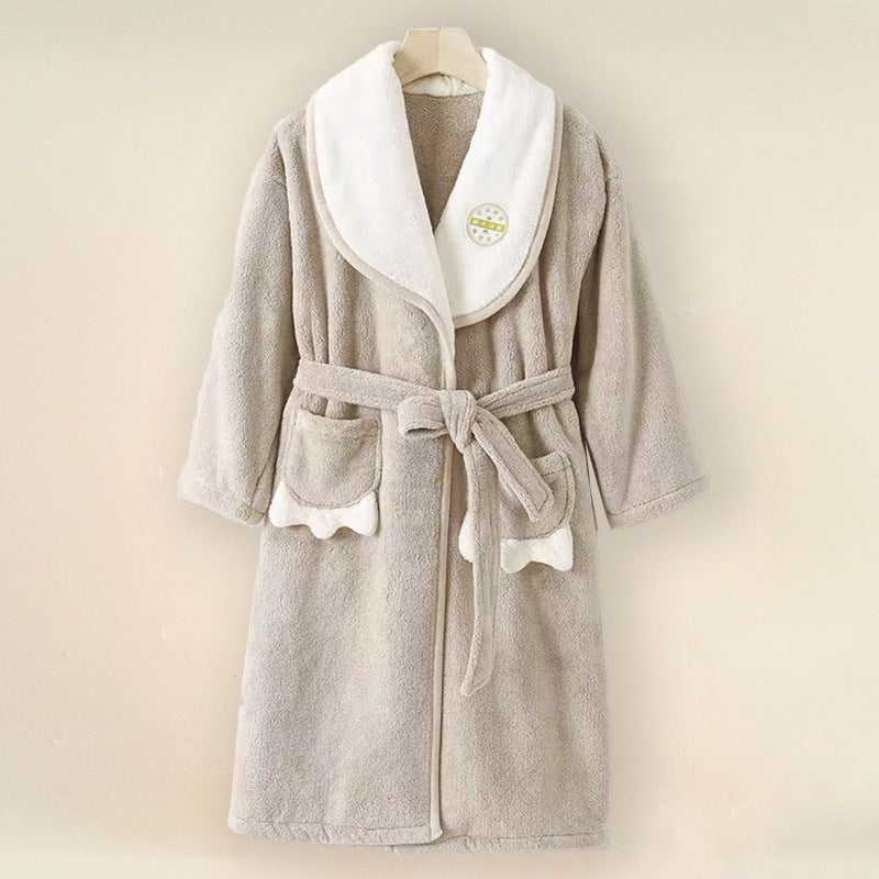 general Kids Coral Fleece Bathrobe Thick Warm Absorbent Long Sleepwear for Autumn Winter - Image 1