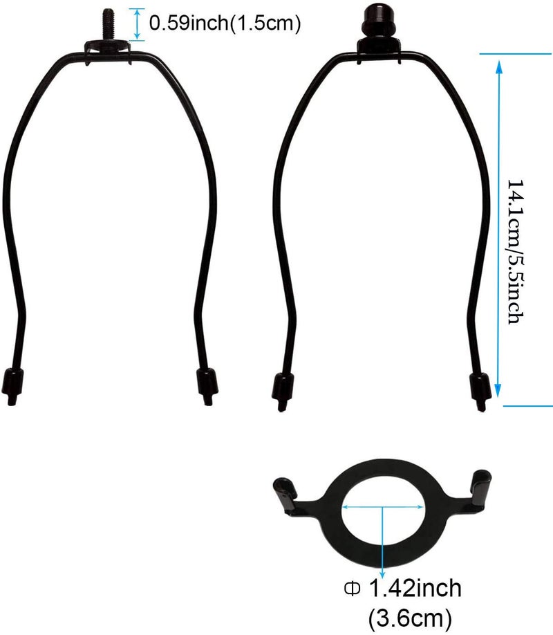 RddenIy 6" Lamp Shade Harp Holder and E26 Light Base UNO Fitter Adapter Converter Finial Set,for Table and Floor Lamps - Image 2