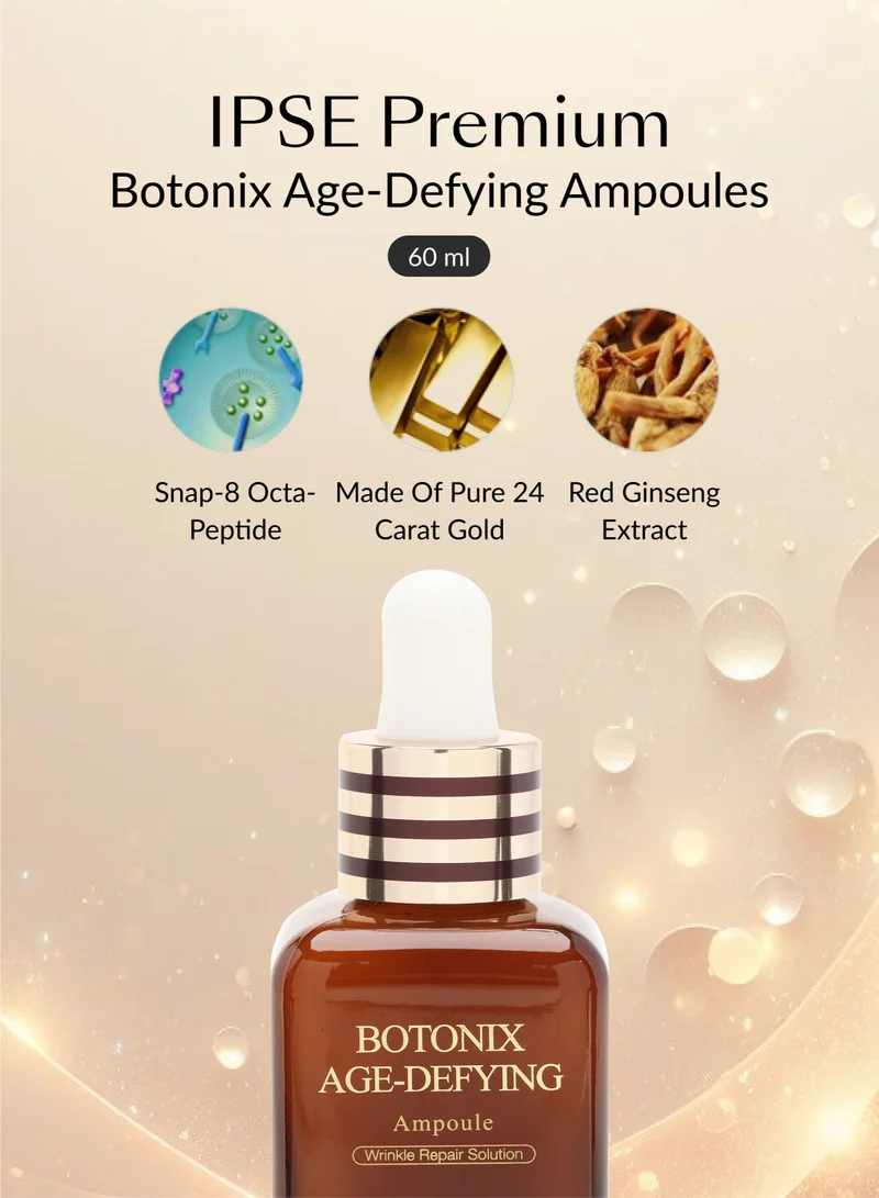 ipsePREMIUM Korean Premium Botonix Ampoule Face & Neck Serum - Skin Care Anti Aging Facial Brightening Serum - Reduce Fine Line, Wrinkle with 24k Gold