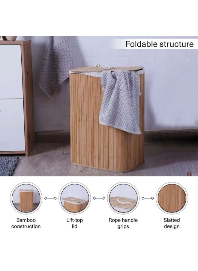 Pan Home Gervase Foldable Bamboo Laundry Hamper 42X32X60CM-Natural - Image 5