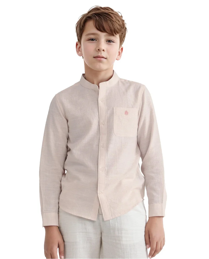 رير ونز Rare Ones Kids Nexo Peach Cotton Half Sleeve Button Striped Regular Fit Shirt