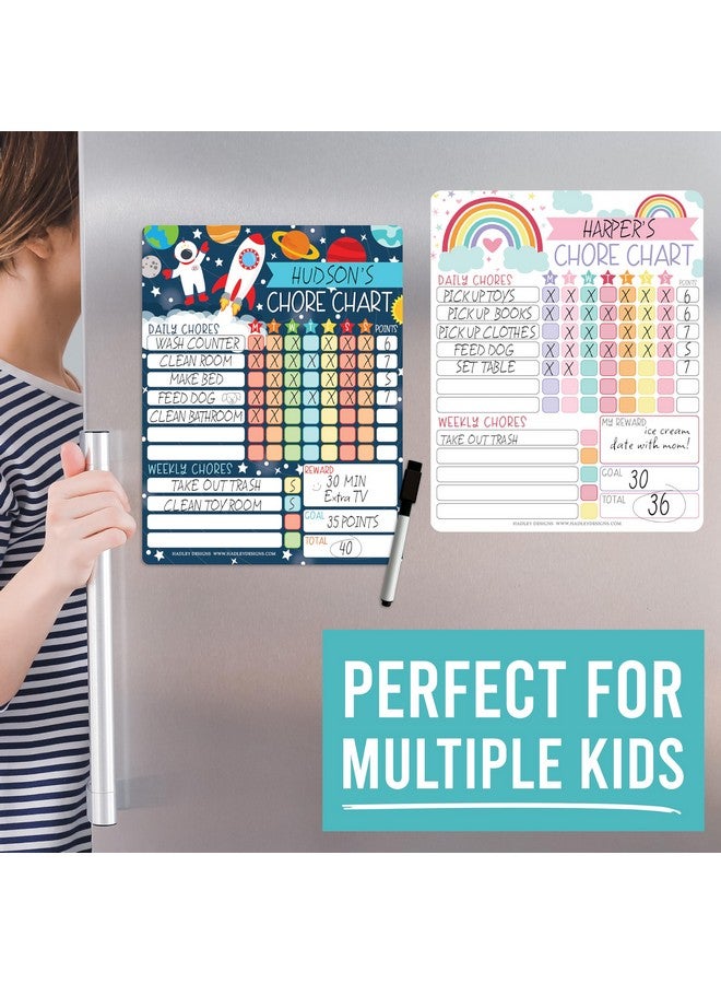 Hadley Designs Space Dry Erase Chore Chart For Kids - Magnetic Chore Chart For Kids Magnetic, Chores Chart For Kids, Responsibility Chart For Kids, Good Behavior Chart For Kids At Home, Kids Chore Charts For Kids - Image 3
