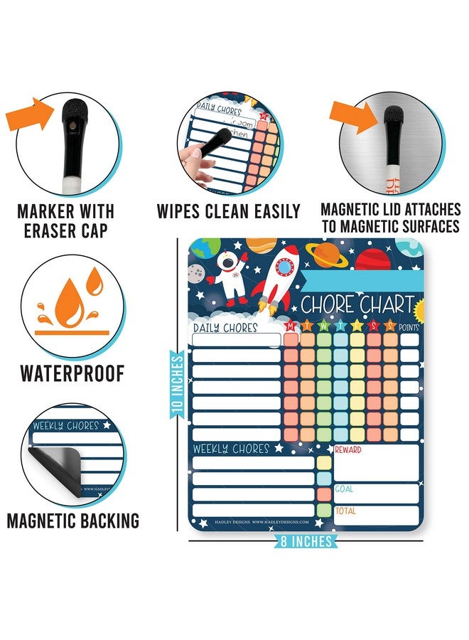 Hadley Designs Space Dry Erase Chore Chart For Kids - Magnetic Chore Chart For Kids Magnetic, Chores Chart For Kids, Responsibility Chart For Kids, Good Behavior Chart For Kids At Home, Kids Chore Charts For Kids - Image 5