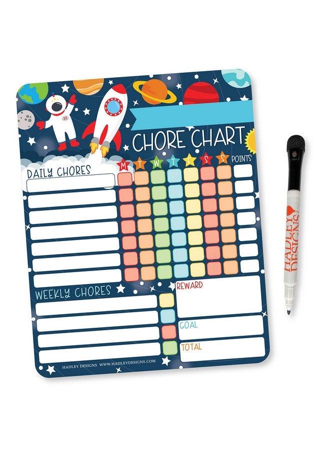 Hadley Designs Space Dry Erase Chore Chart For Kids - Magnetic Chore Chart For Kids Magnetic, Chores Chart For Kids, Responsibility Chart For Kids, Good Behavior Chart For Kids At Home, Kids Chore Charts For Kids - Image 1