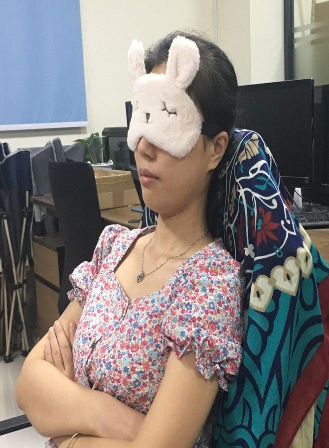 Honbay Plush Rabbit Sleeping Eye Mask Cute Cartoon Animal Eye Mask for Children (Beige) - Image 5