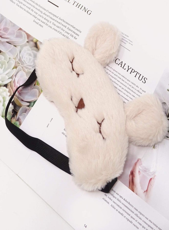 Honbay Plush Rabbit Sleeping Eye Mask Cute Cartoon Animal Eye Mask for Children (Beige) - Image 2