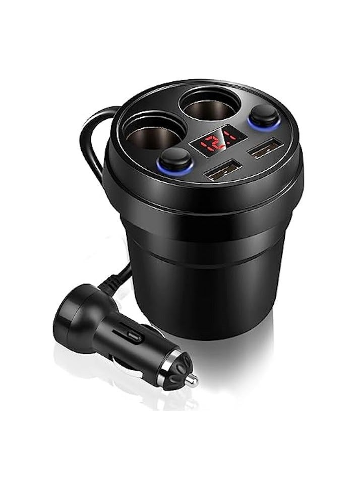 erorex 2 Sockets Car Cigarette Lighter Splitter, 12V/24V 120W Car Power Adapter Inverter, 3.1A Dual USB Port Car Quick Charging, Compatible with Phone Androids GPS Dash Cam  - Image 1