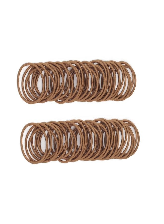 Joyeah 100 Pcs Baby Girls Hair Ties No Crease Hair Bands Elastic Ponytail Holders Thin Hair (2 mm x 2.5 cm,Light Brown) - Image 1
