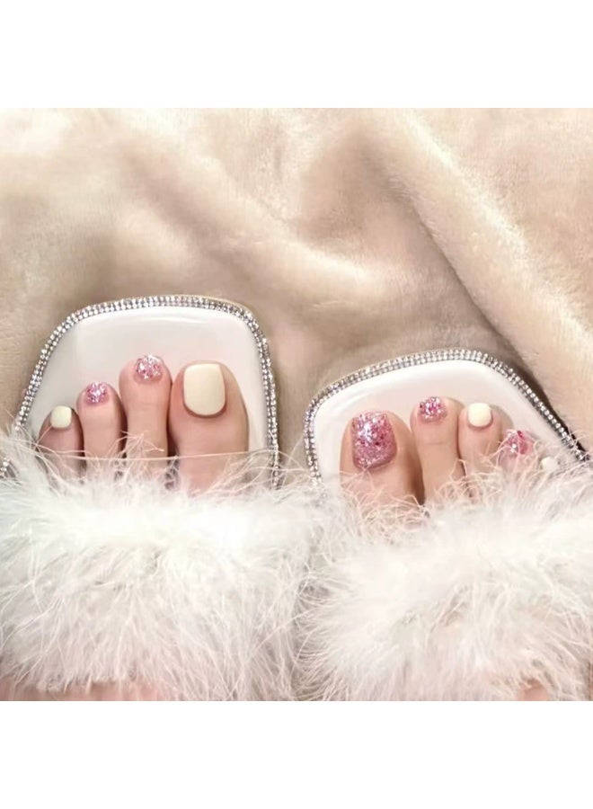 Goolsky أظافر تو براس أون باللون الأبيض الحليبي مع لمعة لأسلوب الشاطئ الصيفي - Image 1