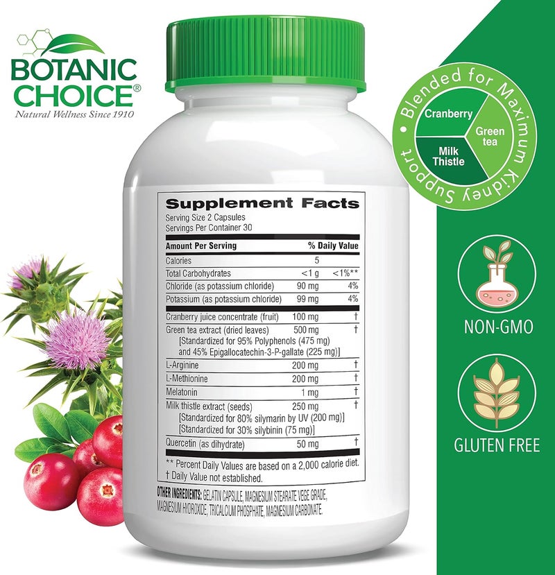 Botanic Choice Ultra Kidney Complex  Optimal Kidney Support with Milk Thistle Green Tea  More 60 Capsules - Image 2