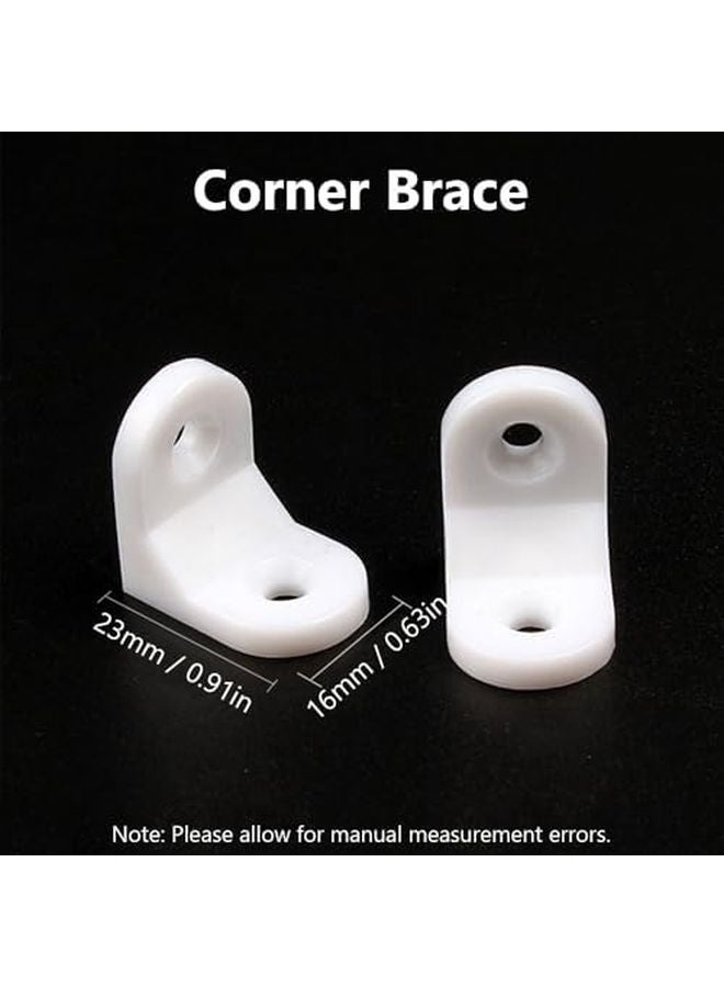 أقواس زاوية بلاستيكية بيضاء 90 درجة، 20 قطعة، أقواس رفوف على شكل حرف L مع مسامير للخزائن - Image 3