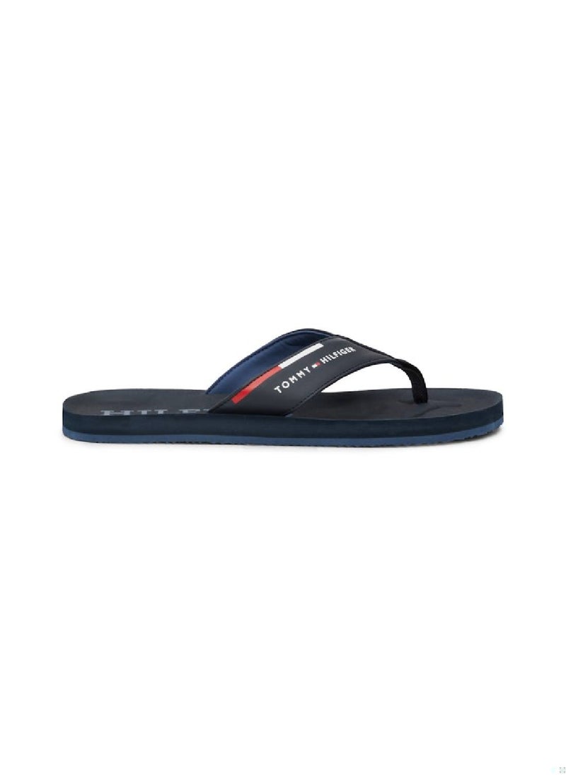 TOMMY HILFIGER - Men's Comfort Hilfiger Beach Flip Flops - Polyester, Blue - Image 1