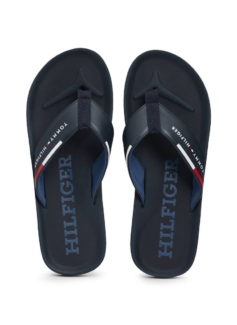 TOMMY HILFIGER - Men's Comfort Hilfiger Beach Flip Flops - Polyester, Blue - Image 1