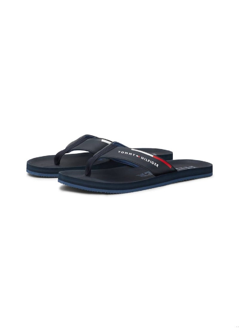 TOMMY HILFIGER - Men's Comfort Hilfiger Beach Flip Flops - Polyester, Blue - Image 1